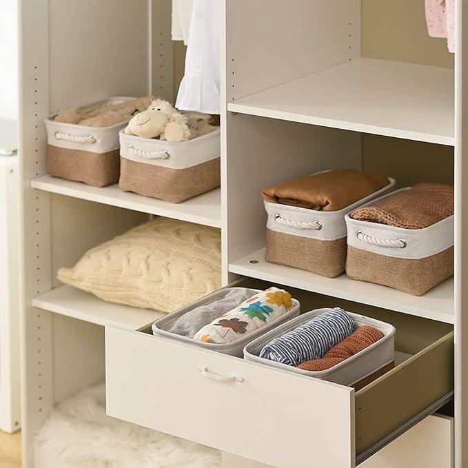 Small Baskets for Organizing, [6 PCS] Collapsible Storage Baskets for Shelves, Storage Bins Boxes Cubes for Clothes Books