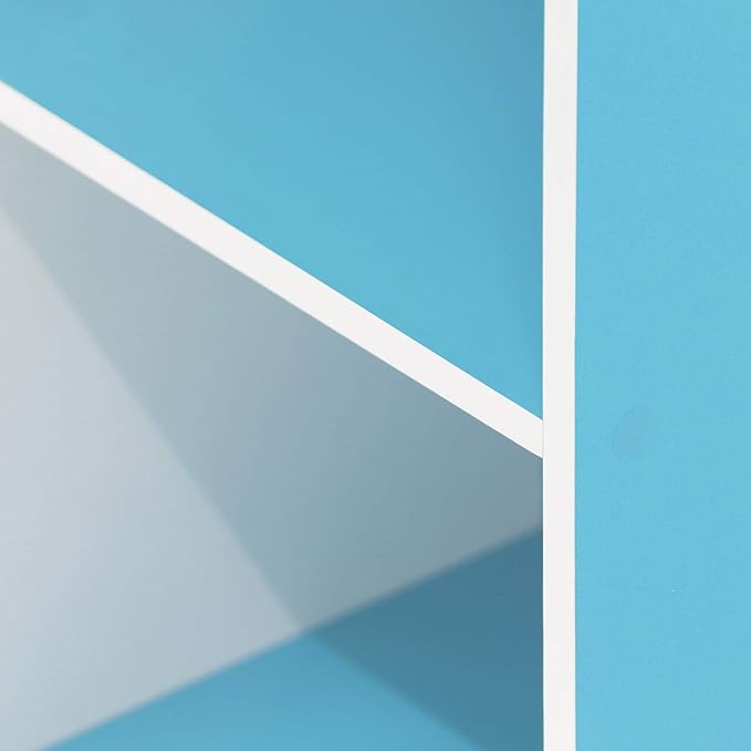 Furinno Luder Bookcase / Book / Storage , 11-Cube, White/Light Blue