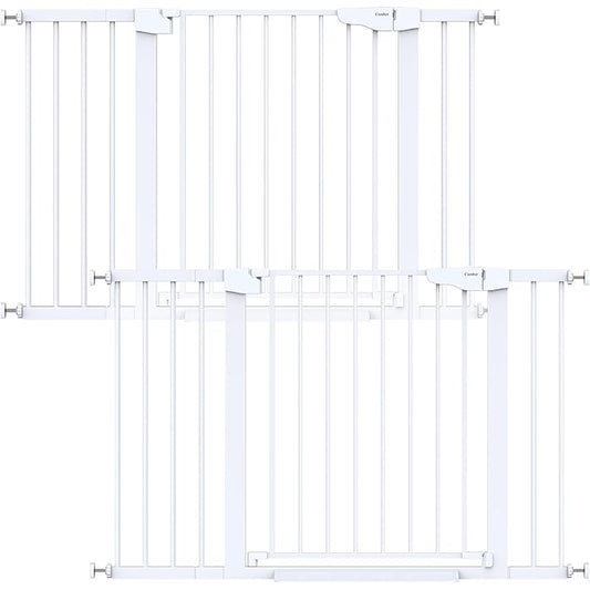 Cumbor 2 Pack 29.7"-48" Baby Gate for Stairs, Mom's Choice Awards Winner-Dog Gate for Doorways, Pressure Mounted Auto-Close Pet Gates for Dogs Indoor, Safety Child Gate with Easy Walk Thru Door,White