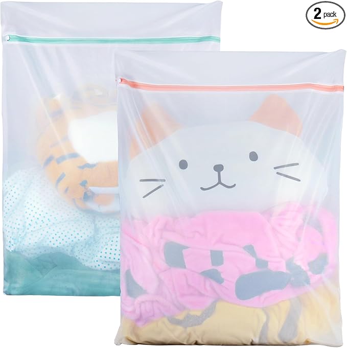 2 Pack Delicates Bag for Washing Machine, 31 x 23 inch Oversize Fine Mesh Laundry Bags for Lingeries, Sweaters, Bed Sheet, Stuffed Toys