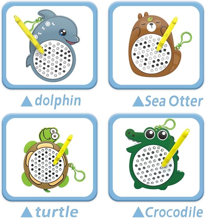 1PCS Crocodile Magnetic Drawing Board for Kids & Toddlers with Beads and Magnet Stylus Pen - Magnetic Travel Toy for Airplane & Car Ride Activities for Kids