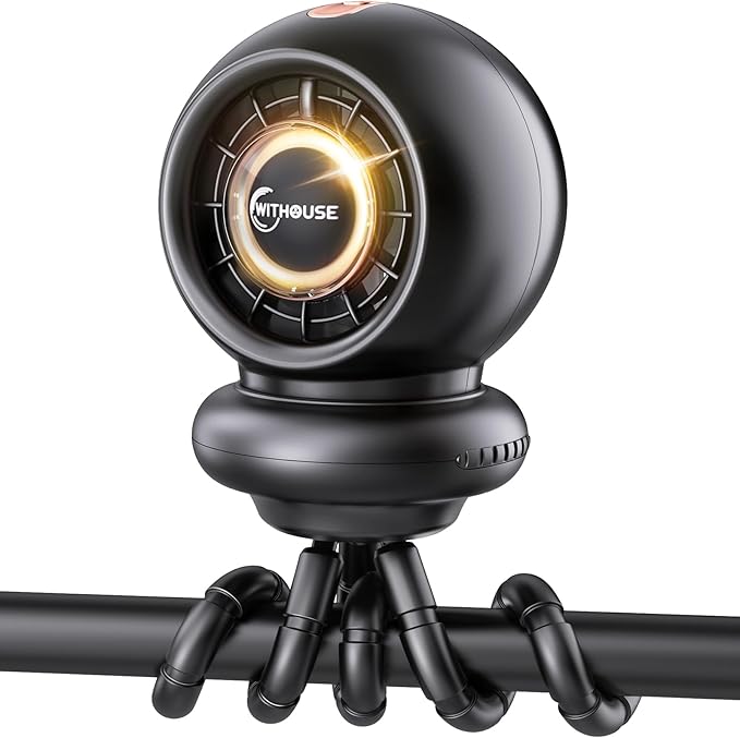 Stroller Fan, Battery Operated Baby Stroller Fans, 8000mAh Rechargeable Fans, 75° Auto Oscillation Portable Fan, 5-12H Runtime, 4 Speeds Wind, Detachable Base & LED Display