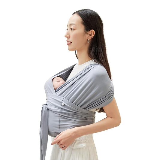 Konny Baby Carrier Flex SoftBreeze with Head Support - Adjustable, Easy to Wear Baby Wrap Sling, Perfect for Newborn Babies Essentials up to 44 lbs (XS-XL) - Blue Grey