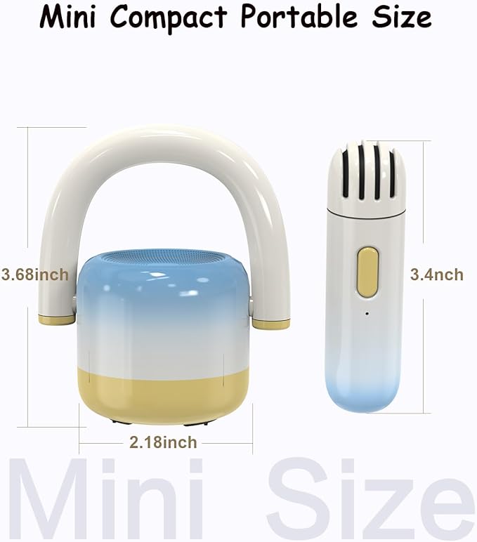 EWA Portable Mini Metal Karaoke Machine, Bluetooth Karaoke Speaker with 2 Wireless Microphones, Ideal Gifts for Girls Boys Family Home Party Birthday Christmas Toys Gifts-(Blue)
