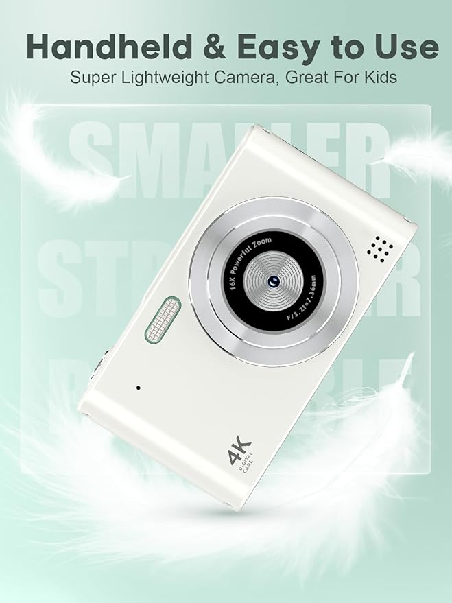 Digital Kids Camera 1080P Vlog Camera with 64GB, Lanyard, 16X Zoom Anti Shake, Card Reader 44MP Compact Portable Point Shoot Digicam for Kid Teen Girl Boy Christmas Halloween Thanksgiving