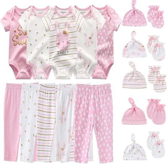 Kiddiezoom Unisex Baby Layette Essentials Giftset Clothing Set 19-Piece For Newborn Baby