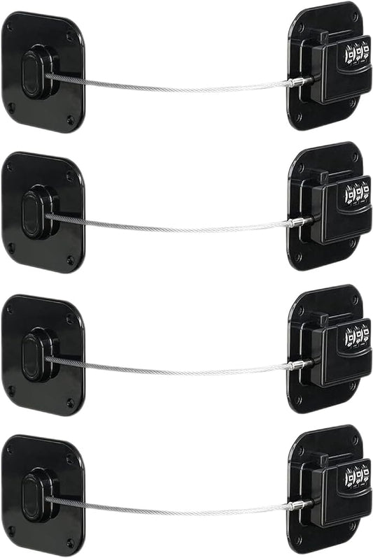 Child Safety Cabinet Locks,Drawer Locks with Combination Closet Lock,Fridge Lock,Child Proof Refrigerator Lock,Child Lock(Black 4Pcs)