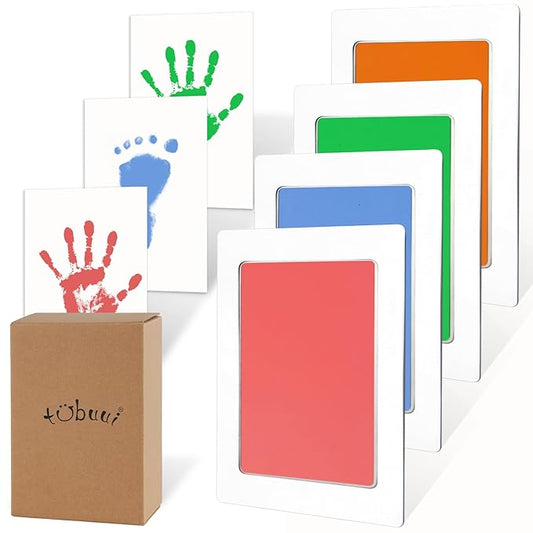 4-Pack Baby Footprint Kits,Inkless Hand and Footprint Kit,Clean Touch Baby Handprints and Footprints Kits,No Mess Ink Pad for Baby Hand and Footprints,Baby Shower Gifts for New Moms