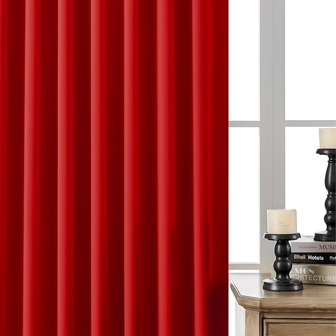 Joydeco Custom Blackout Curtains for Bedroom, 1 Panel Room Darkening Curtains & Drapes for Living Room Window Rod Pocket Back Tab (Custom Size,Red)