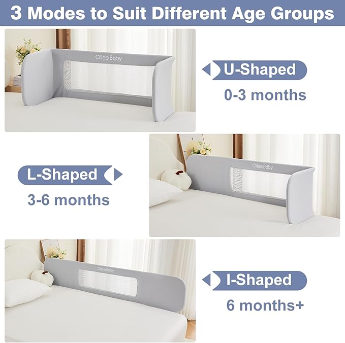 Ciilee Baby Bed Rail for Toddlers Extra Large 72.83" L Kids Rails Guard for Twin, Full, Queen, King Bed Adjustable Children Side Railing Safety Bedrail Foldable Barandas para Camas de Niños (Grey