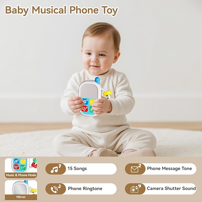 Baby Toys 0-6-12 Months: 5 in 1 Infant Musical Rtattle Teething Toys Sensory Learning Toys with Sounds, Newborn Shower Gifts for Boys & Girls