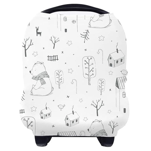 Yoofoss Nursing Cover Breastfeeding Scarf - Baby Car Seat Covers, Infant Stroller Cover, Strechy Carseat Canopy for Boys and Girls (Bear)