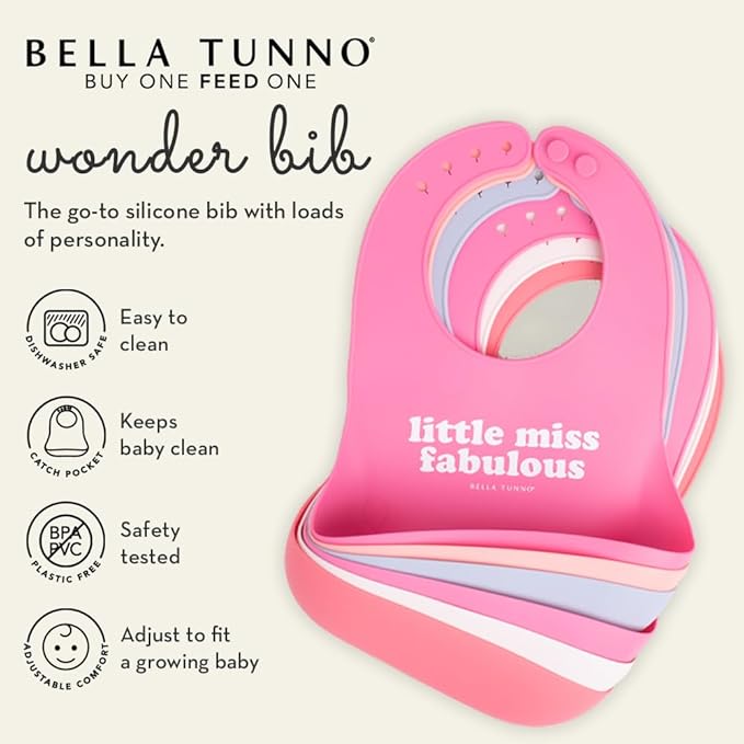 Bella Tunno Baby Bib for Eating, Waterproof Silicone Bib with Large Food Catcher, Adjustable Fit for Babies 4-12 months & Toddlers 1-3 Years, Boys & Girls, Lets Take a Selfie + Girls Rule