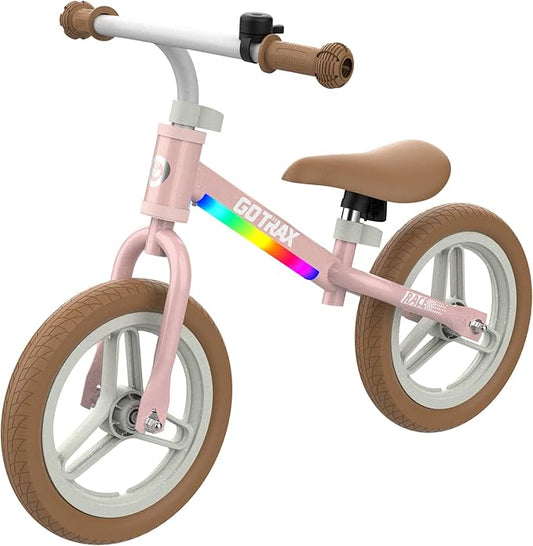 Gotrax KS12 Balance Bike for 2-5 Years Old, 12" Toddlers Bike with LED Light&Bell, Adjustable Soft Seat&Handlebar, Flat-Free Tires&Easy Assembly, Lightweight&No Pedal, Kids Toy Gift for Boys Girls