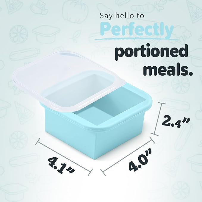 2-Cup Silicone Freezer Trays with Lids – Perfect for Meal Prep, Portion Control, and Easy Freezing-Meal Prep Container Molds for Soup,Leftovers (Aqua, 4 Pack)