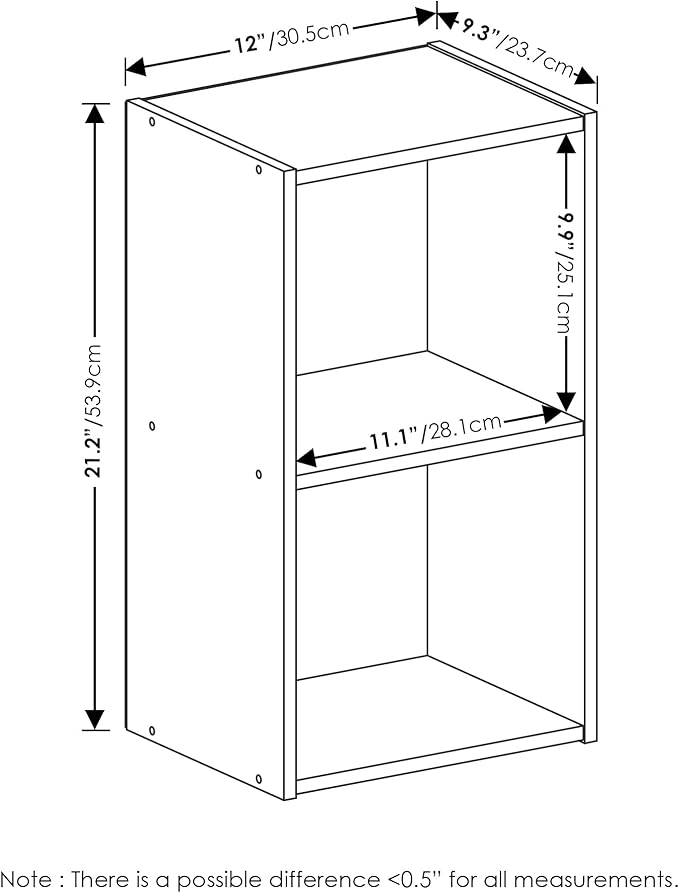 Furinno Luder Bookcase / Book / Storage, 2-Tier Cube, Blackwood