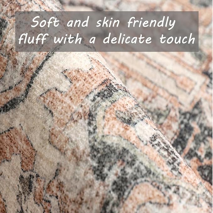 8x10 Washable Area Rug Medallion Distressed Design Boho Medallion Non-Shedding Easy Care Ideal for High Traffic Areas in Living Room Bedroom Kitchen Office Coffee Table Large Carpet