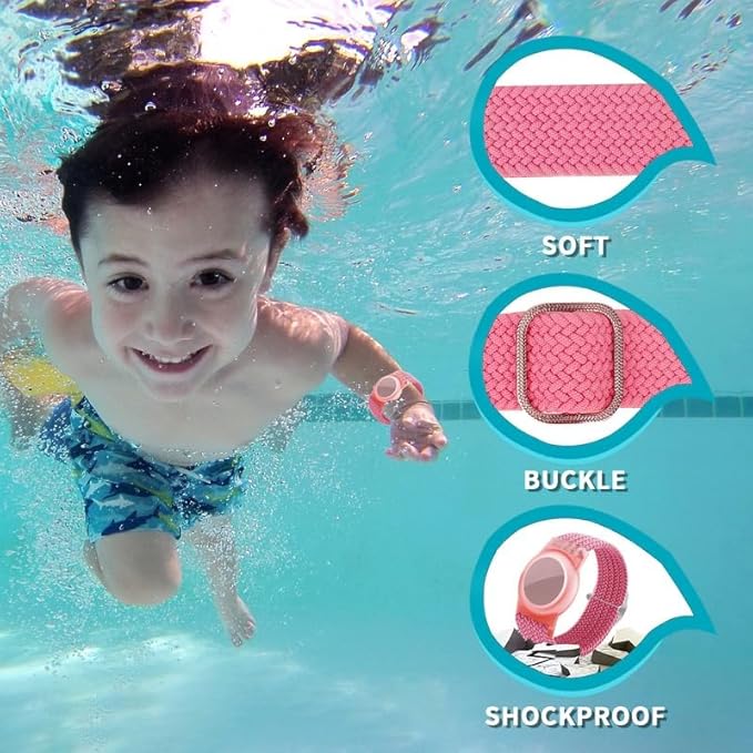 2 Pack Kids Bracelet Compatible with AirTag, GPS Kid Tracker Holder Braided Wristband for Apple Air Tag, 2022 Upgraded Nylon Adjustable Anti Lost Airtag Watch Band for Kids Children Elders