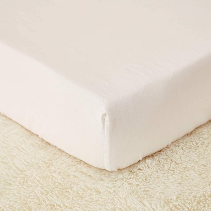 Brandream Baby Crib Bedding Set for Girls Boys Gender Neutral Boho Bohemian Farmhouse Chic Ruffle 6-Piece Nursery Bedding Set - 100% Washed Cotton Cream White