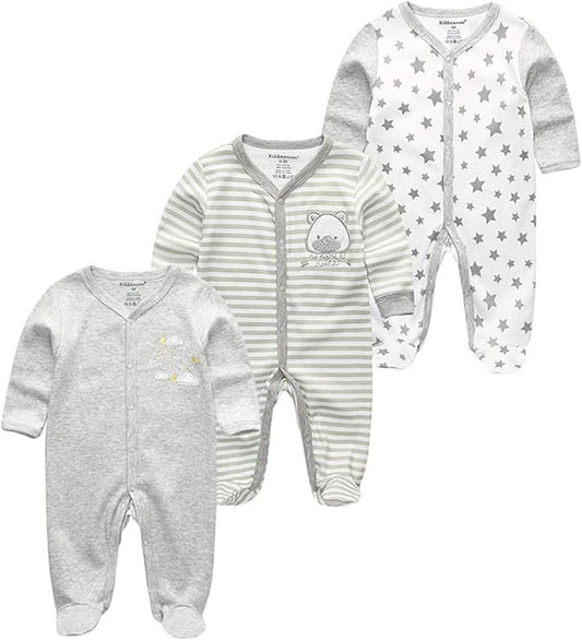 Kiddiezoom Baby and Toddler Boys'Snug Fit Footed One-Piece Romper Jumpsuit Cotton Cotton Footed Outfit