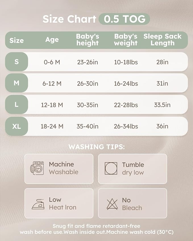 Yoofoss Baby Sleep Sack 18-24 Months Baby Wearable Blanket 100% Organic Cotton 2-Way Zipper TOG 0.5 Toddler Sleeping Sack Lightweight