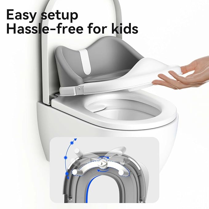 3 in 1 Toddler Potty Training Toilet Seat with Steps Ladder, Foldable Potty Train Chair Adapter for Toddlers Kids Boys Girls, Blue