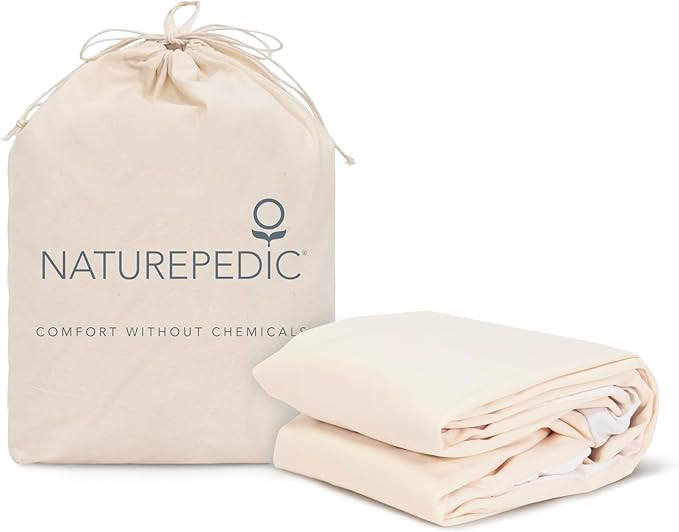 Naturepedic Organic Waterproof Mattress Protector Pad, Fitted Stretch Knit Mattress Cover for 9"-16" Depth, Twin XL