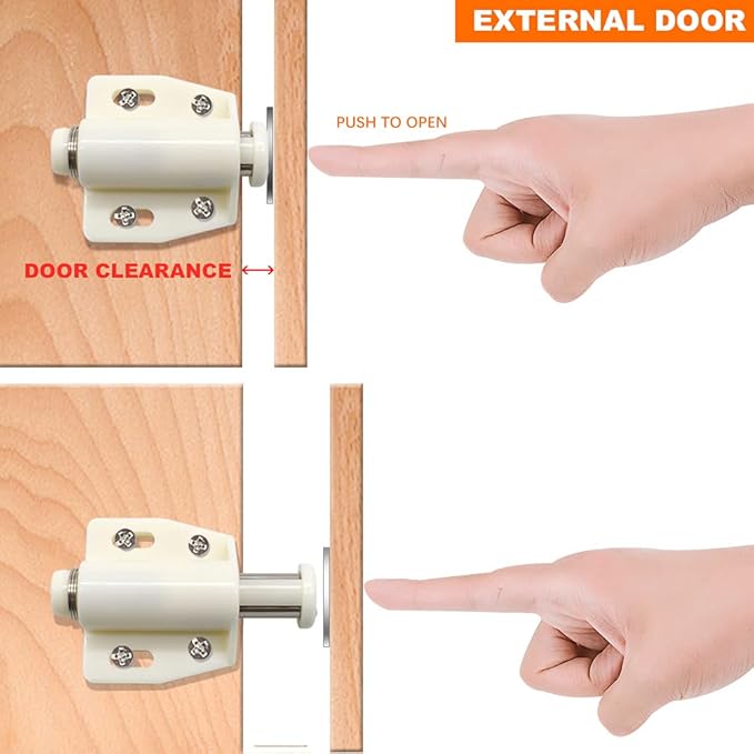 12Pack Magnetic Touch Push to Open Door Latch for Heavy Duty Door Push Release Latch Kitchen Drawer Push Catch Pop Out Latch Kitchen Closet Door Closing (White)