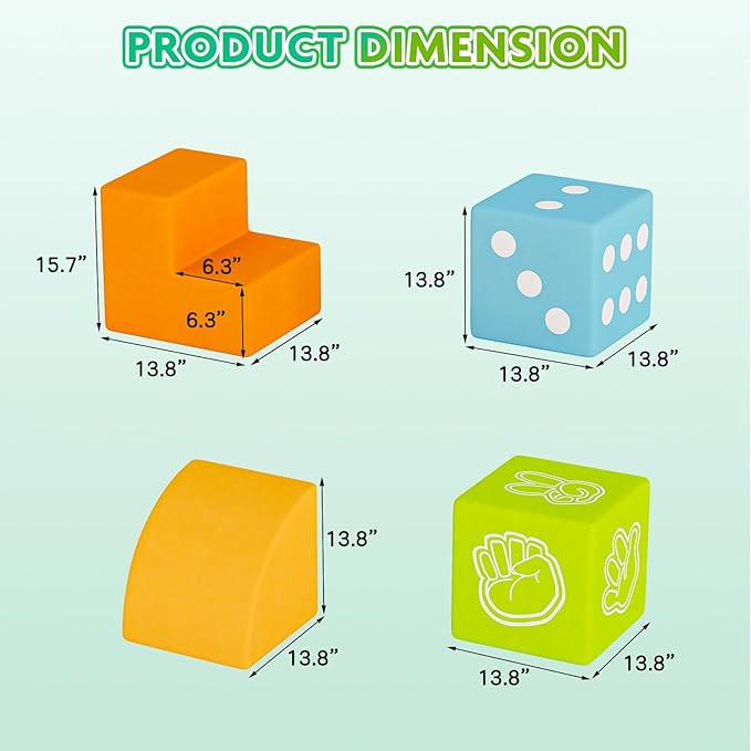UMOMO 6 PCS Foam Climbing Blocks Multi Form Combination Transformation Gift for Children, Dice & Rock-Paper-Scissors Mode, Colorful Modular Climb Activity Play Set Toy for Toddlers Preschool Playroom