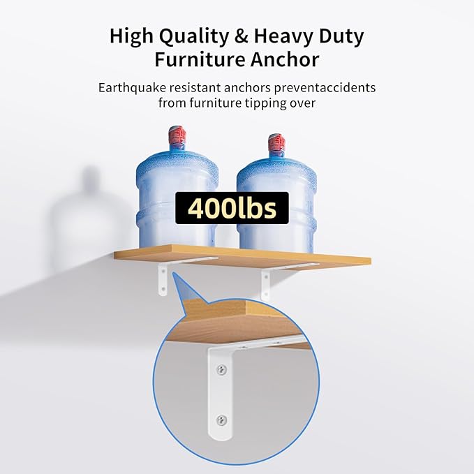 furniture anchors anti-tip baby proofing: Safety Straps Kit for Dresser Secure 400 lbs Bookcase to Wall Cabinet Wall Anchor 4 Pack