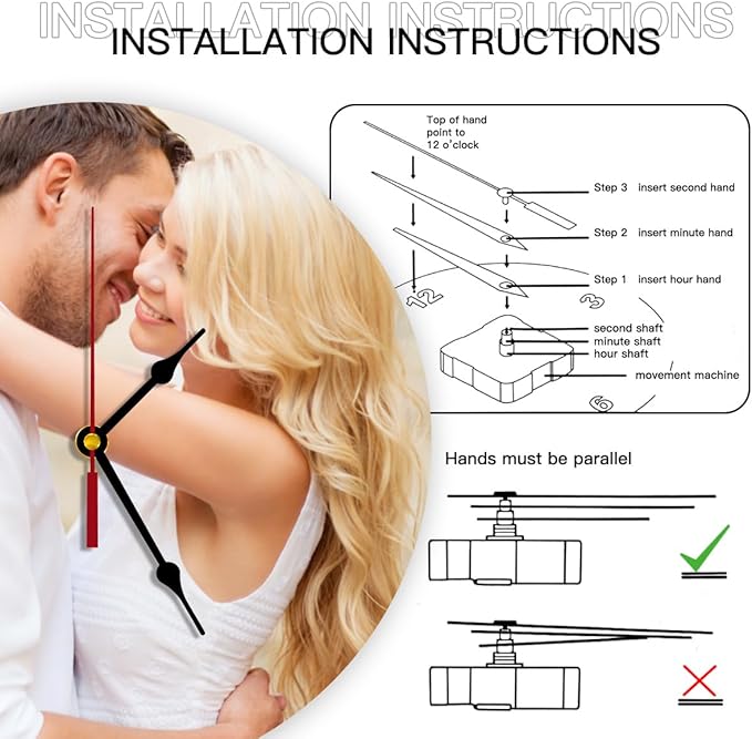 Generic Custom Clocks for Walls Personalized Picture Hanging Time Clocks Customized Round Clock for Birthday Wedding Present Family Friends Gifts, 12inch-30cm