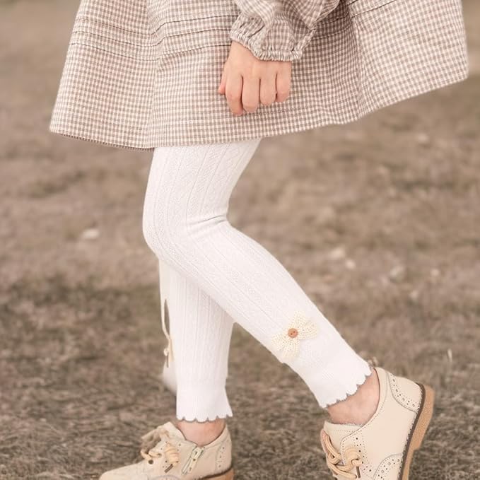 Girls Leggings for Little Girls, 2 Pack Toddler Girl Pants Leggings for Baby Tights Knitted Multi-Colors 2-9 Years