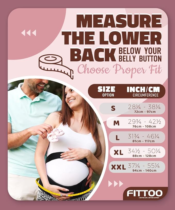 FITTOO Maternity Belt Back Support Belly Band Pregnancy Belt Support Brace Abdominal Binder Waist Support Beige X-Large