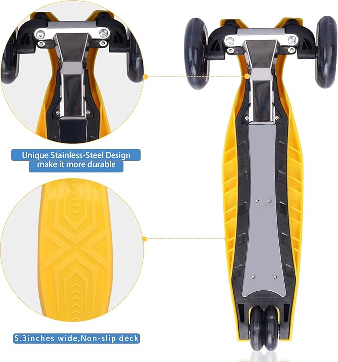 3 Wheel Scooter for Kids Ages 6-12,Kids Scooter with Light Up Wheels, Sturdy Deck Design, and 4 Height Adjustable Suitable for Kid Ages 3-12