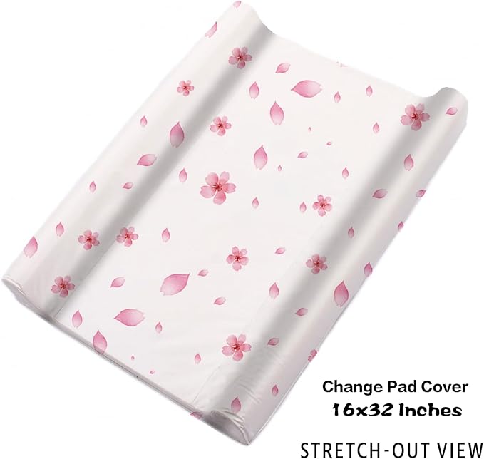 Personalized Baby Crib Bedding Set for Baby Girls, Pink Flower Elephant Design Custom Name Baby Crib Sets 5-Pcs, Toddler Double Layer Blanket Fitted Sheets Changing Pad Cover Rug Wall Art Set