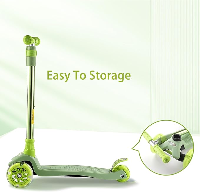 3 Wheel Scooter for Kids Ages 6-12,Kids Scooter with Light Up Wheels, Sturdy Deck Design, and 4 Height Adjustable Suitable for Kid Ages 3-12