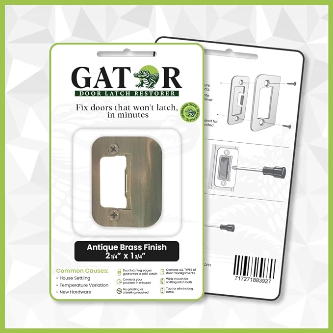 Gator Door Latch Restorer - Strike Plate (Antique Brass)