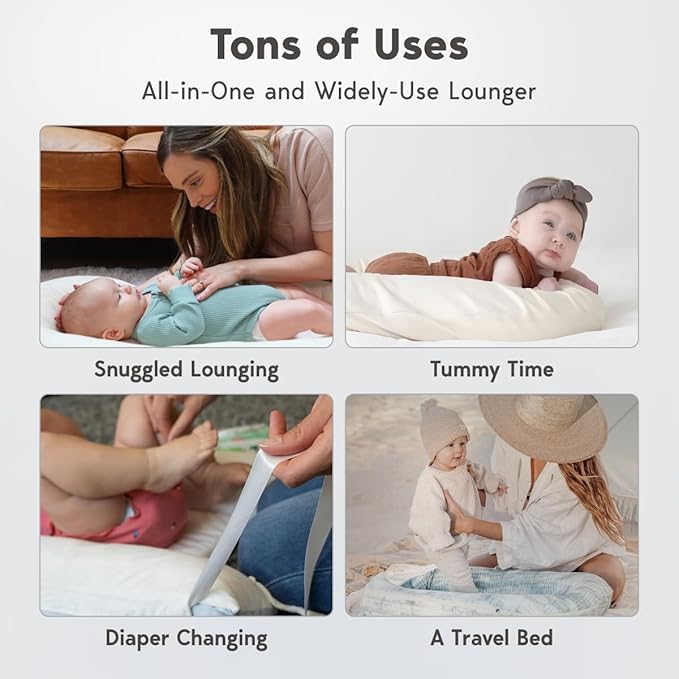 Infant Lounger, Baby Nest Cover for Baby Girls & Boys, Newborn Essentials for Baby 0-18+ Months, 100% Cotton Breathable (Green_Wonder, Cotton_Muslin)