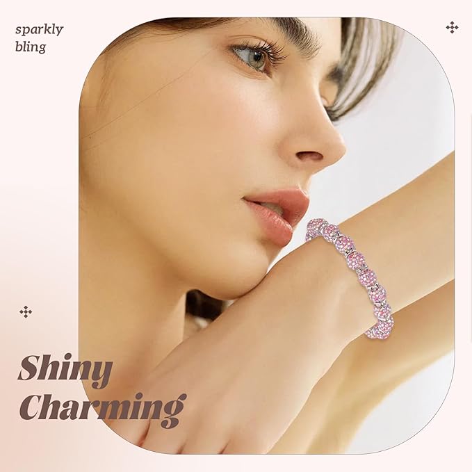 160pcs 10mm Rhinestone Beads for Jewelry Making, Pink AB Shiny Round Disco Ball Beads Bulk, Sparkle Crystal Clay Christmas for Bracelet Baseball Necklace Earring Crafting and DIY