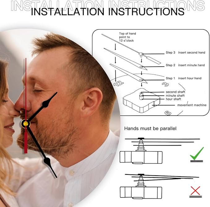 Generic Custom Clocks for Walls Personalized Picture Hanging Time Clocks That PVC Customized Round Silent Clock for Living Room Creative, 12inch-30cm