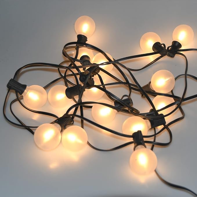 LED Outdoor String Lights 25Ft G40 Frosted White Globe Patio Lights Waterproof with 27 Shatterproof LED Bulbs, Hanging Outdoor Christmas Decorations Lights for Backyard Bistro Wedding Party Garden