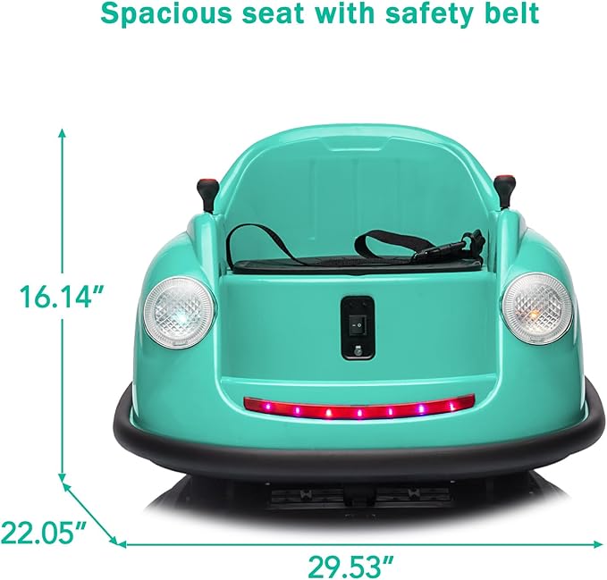 12V Bumper Car for Toddlers, Electric Toy Ride on Battery Car with Kids W/Parent Remote Control, 2-Speed, 360 Degree Spin, Music & LED Lights for Kids, Green