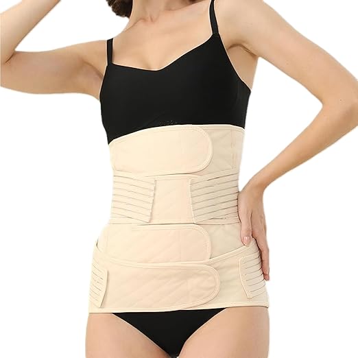 2 in 1 Postpartum Belly Band Wrap Beige, C-Section Support Belt XX-Large, Post Partum Support Recovery Waist/Pelvis Belt, Hysterectomy Belly Band Binder Girdle Stomach