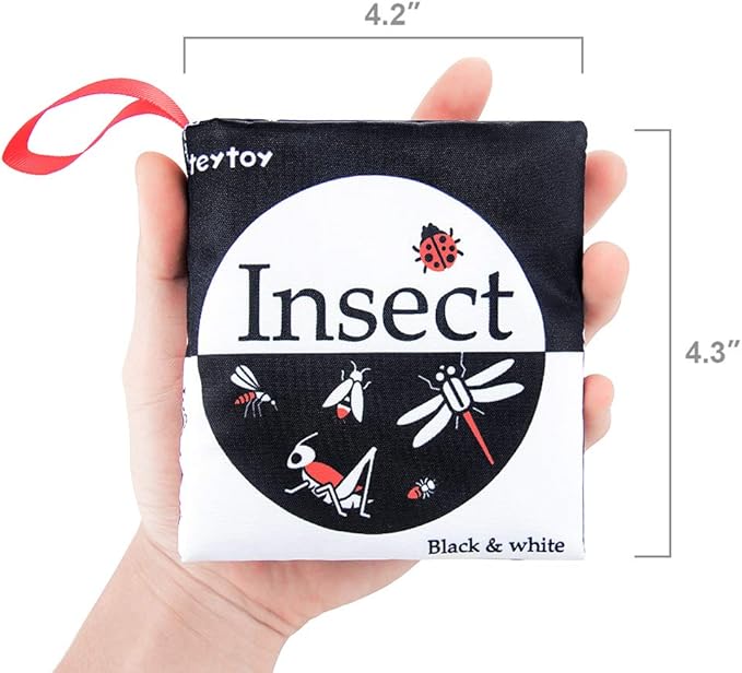 teytoy My First Soft Book, 6 PCS Nontoxic Fabric Cloth Activity Crinkle Black and White Books for Infants Boys and Girls Early Educational Toys Perfect for Baby Shower