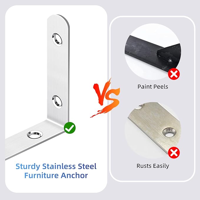 furniture anchors wall safety straps: Anti-Tip Anchor Kit Secure dresser Falling Earthquake Strap for Baby 2 Pack