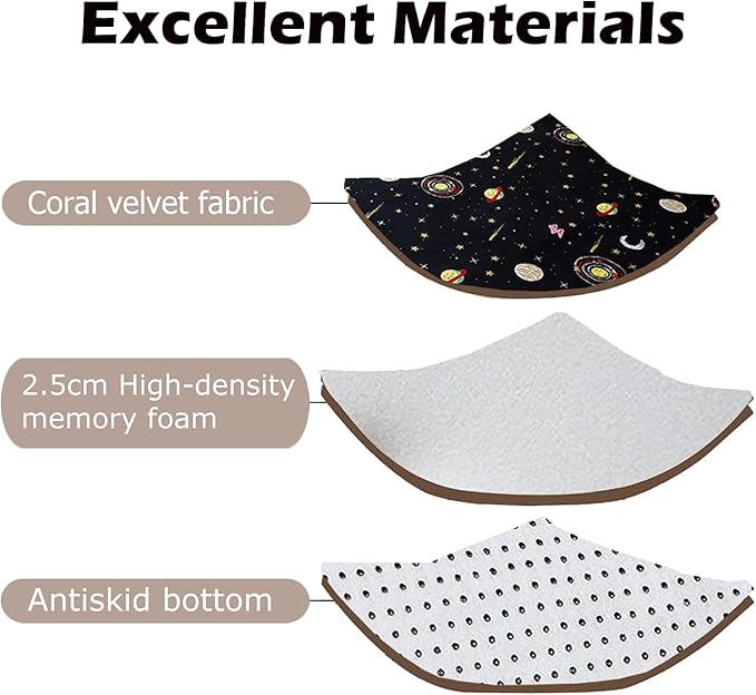 Loartee Coral Velvet Area Rug - 1" Thick Memory Foam Baby Play Mat, Washable Toddler Carpet, Home Decor for Living Room, Nursery, Kids Bedroom, Astral Black, 5'11"x6'7"