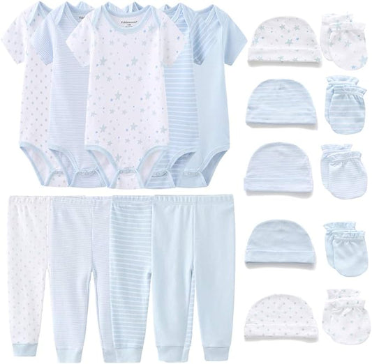 Kiddiezoom Unisex Baby Layette Essentials Giftset Clothing Set 19-Piece For Newborn Baby