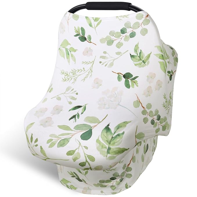 Nursing Cover Breastfeeding Scarf, Car Seat Covers for Babies Infant Carseat Canopy, Stretchy Soft Breathable Multi-Use Cover Ups for Stroller High Chair Shopping Cart, Baby Essentials for Summer
