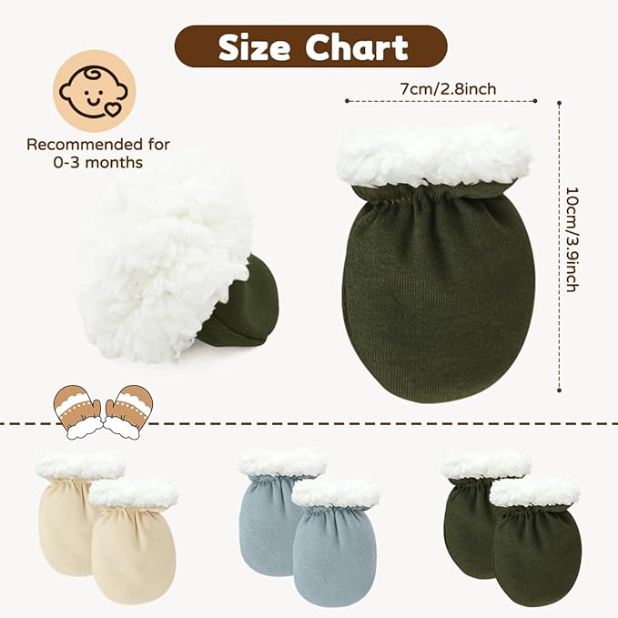 Cute Baby Mittens Newborn, No Scratch Baby Boy Mittens, Baby Girl Hat Gloves for Toddlers, Infant, Newborn