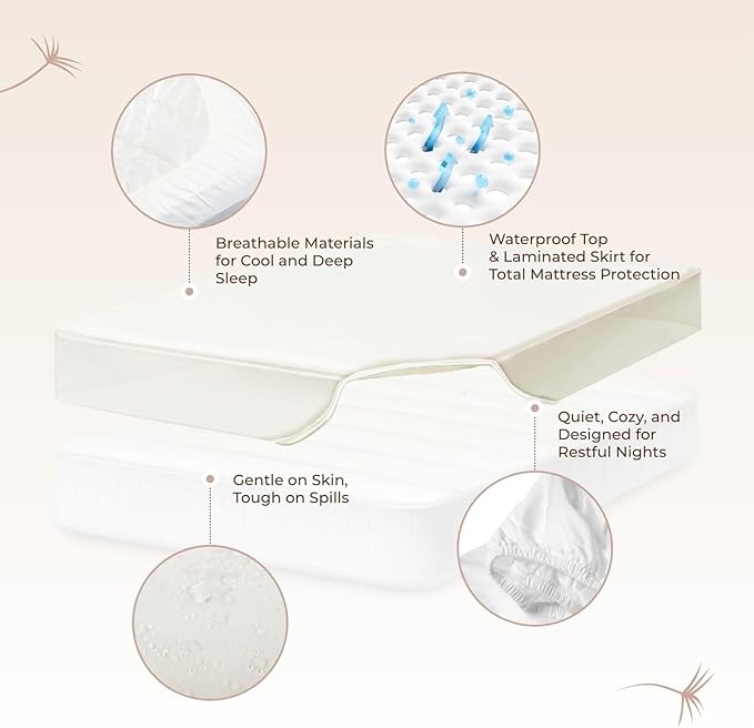 Organic Cotton, 100% Waterproof Mattress Protector Pad – Soft, Hypoallergenic, Breathable Bed Cover – GOTS & Fair-Trade Certified – 17 in. Deep, California King Size Mattress Cover by Whisper Organics